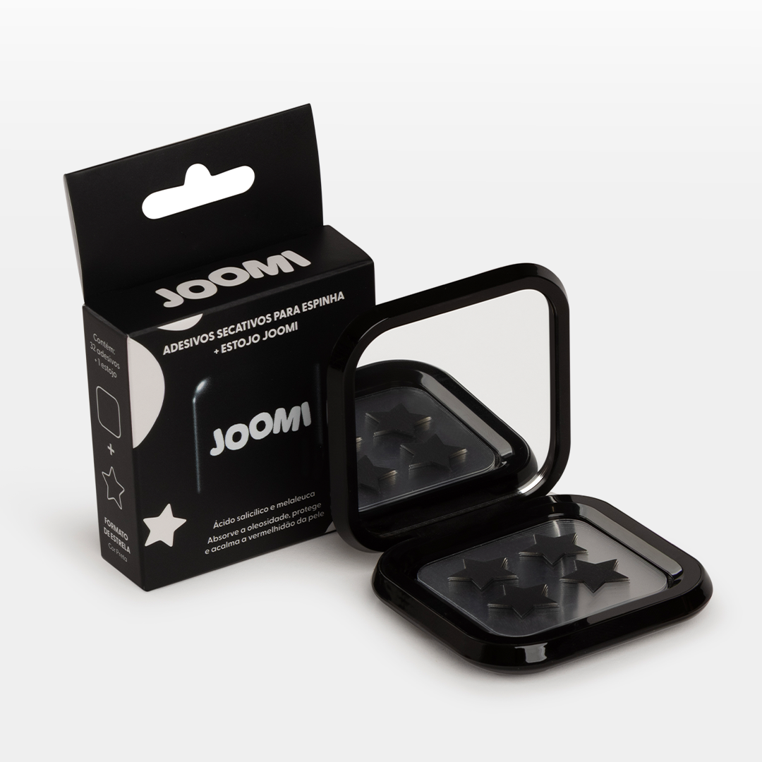 Estojo preto para Adesivos Secativos + 32 Adesivos em Estrela