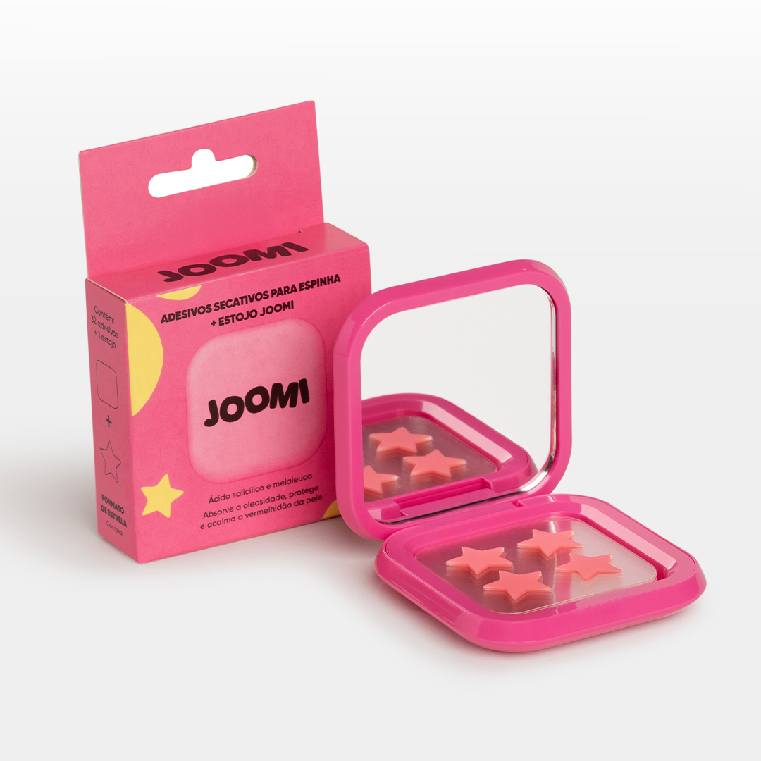 Estojo rosa para Adesivos Secativos + 32 Adesivos em Estrela