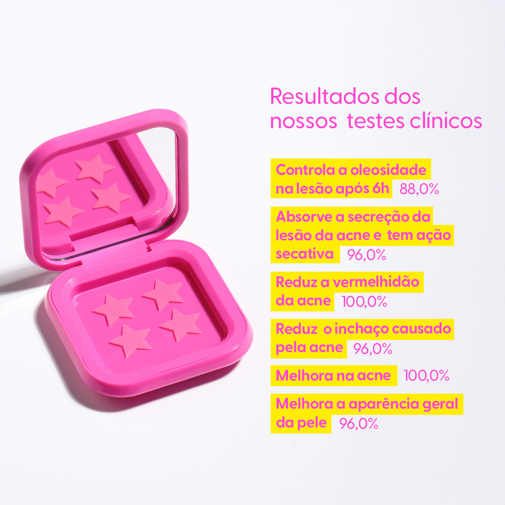 Estojo rosa para Adesivos Secativos + 32 Adesivos em Estrela